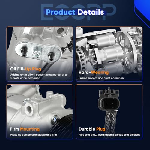 Image of ECCPP AC Compressor Fit for Chevrolet Cruze 1.4L 2016-2018 Fit for Chevrolet Cruze 1.8L 2016 AC Compressor with Clutch Rapid Cooling