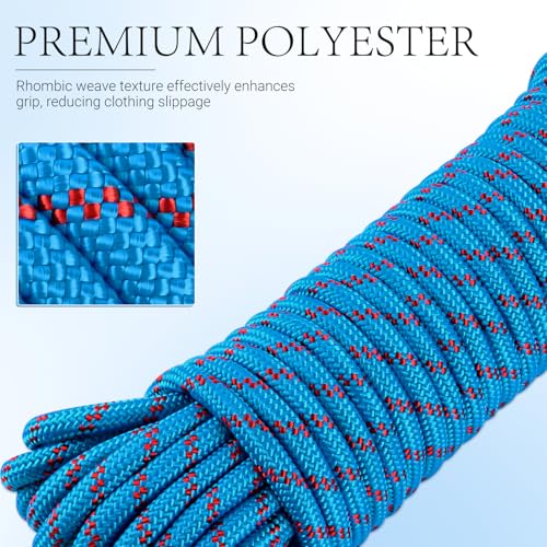 Corde à linge robuste en polyester 20m 10mm avec mousqueton extérieur - 4