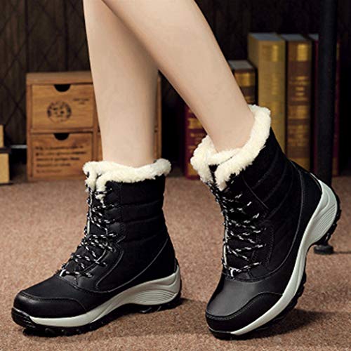 MIOKE Women's Winter Waterproof Snow Ankle Boots Lace Up Warm Fur Platform Insulated Outdoor Sneaker Booties2