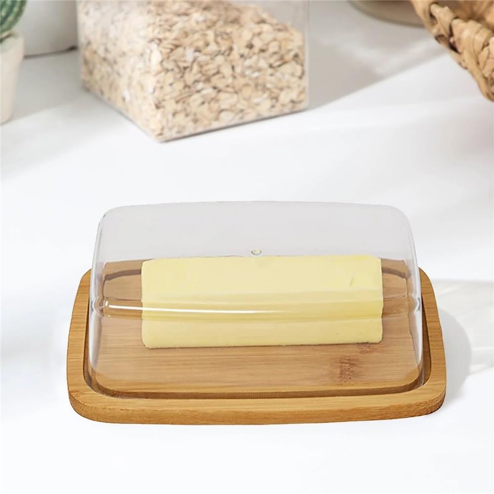 Mantequera Plato for Mantequilla de encimera, Tapa de acrílico Transparente, contenedor for Mantequilla for Almacenamiento en la Cocina Mantequera