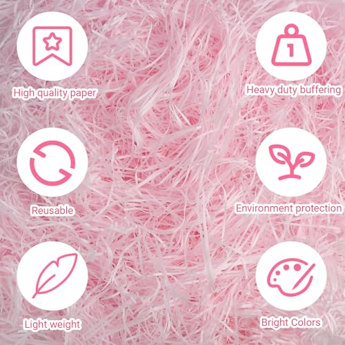 100 g Bastfüllung für Geschenkkörbe - zerkleinert Geschenkpapierfüllung für Dekorationen zum Befüllen von Partykörben und Geschenkverpackungen - Rosa
