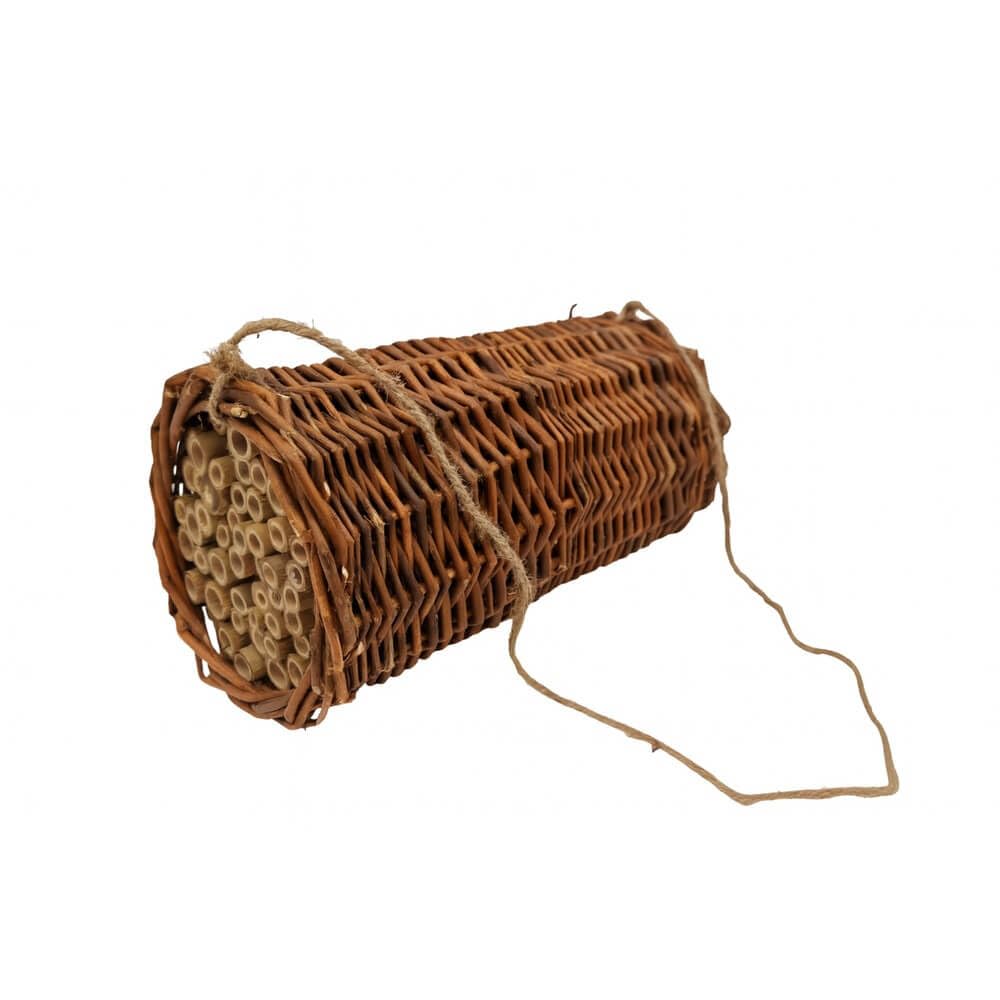 Wicker Bee House with Bamboo Tubes – Hanging Garden Bee Hotel for Solitary Bees & Pollinators
