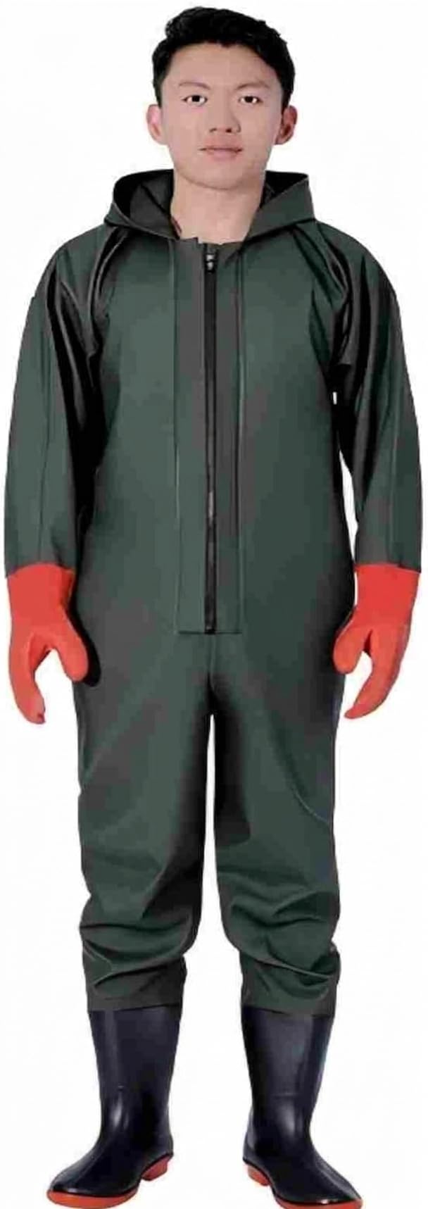 HoldOneLight PVC-Polyester Wathose Ganzkörperanzug für Angeln, Jagd und Landwirtschaft, (43 EU, 2XL)
