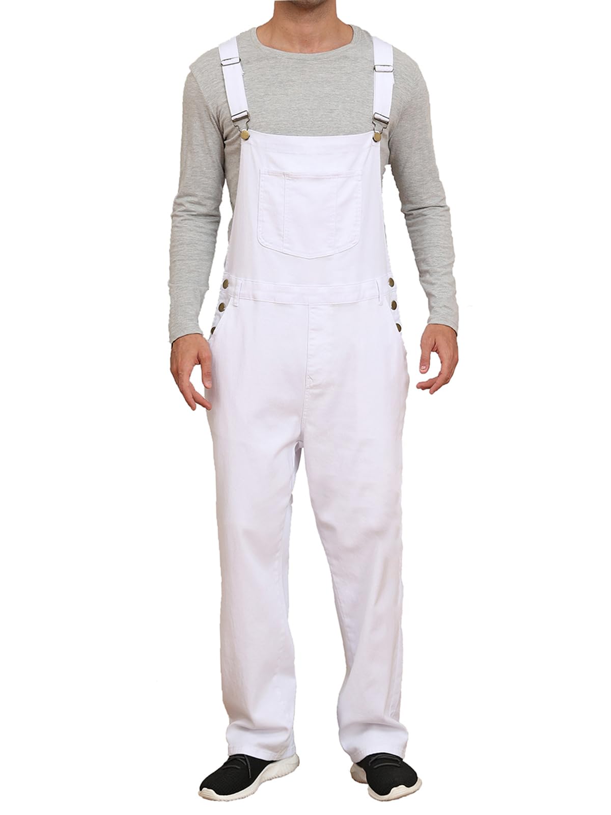 UMESOUL Men's Denim Bib Overalls Fashion Slim Fit Stretchy Adjustable Straps Boot Cut Jeans Jumpsuit