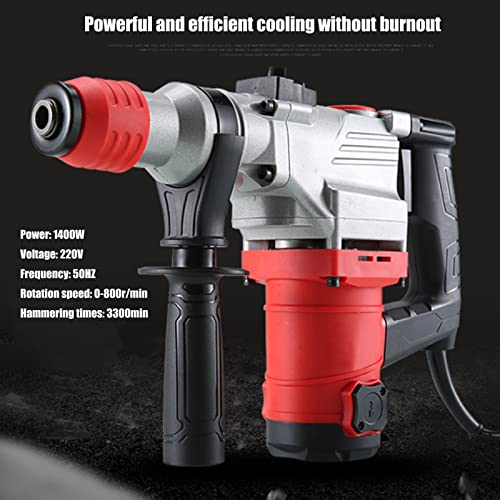 Professional Stemmhammer,1400w Schlagbohrhammer 0-800u/M, 4 In 1 Multifunktionale Abbruchhammer Bohren/Hammerbohren… – Bild 3