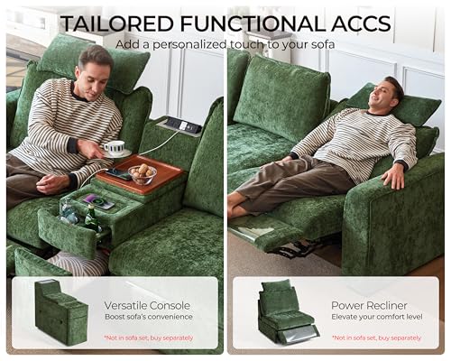 Image of 124.8'' Oversized Modular Sofa Comfy Cloud Couch with Storage, Extra Wide Sectional Sofa for Living Room, Covers Washable, 3-Seater, Chenille, Green