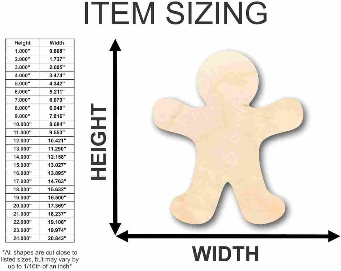 Unfinished Wood Gingerbread Man Shape Candy Holiday Craft up to 46" DIY 16" / 3/4"