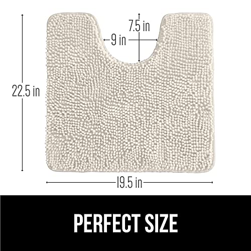 Image of Gorilla Grip Shaggy Chenille Bath Rug Mat for Toilet Base, Machine Washable, Microfiber Dries Quickly, Plush Absorbent Contour Mats for Toilets, Bathroom Decor, Oval U-Shape, 22.5x19.5, Cloud