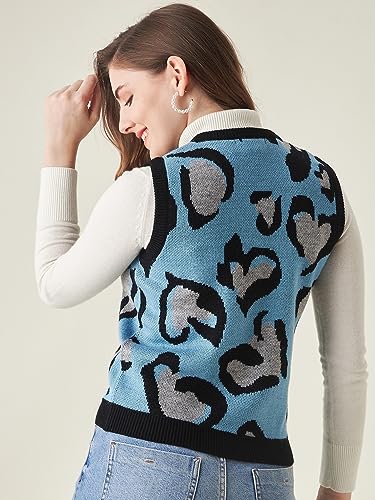 Image of Modeve Printed V Neck Sleeveless Sweater for Women||Winterwear||