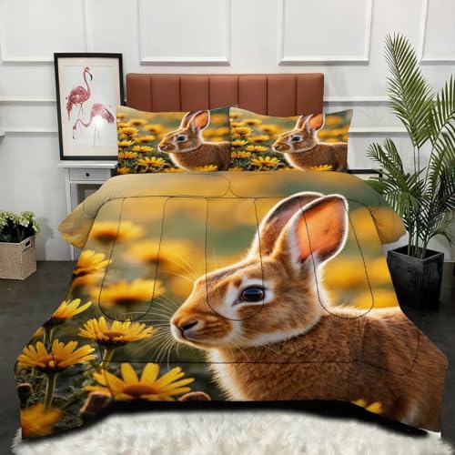 ZZXHG Nórdico de Tamaño Gigante | Conejo Animal, Edredón Mullido y Transpirable, Sustituto Edredón de Plumas, con 2 Fundas de Almohada, para Cama de 180 cm_j13236