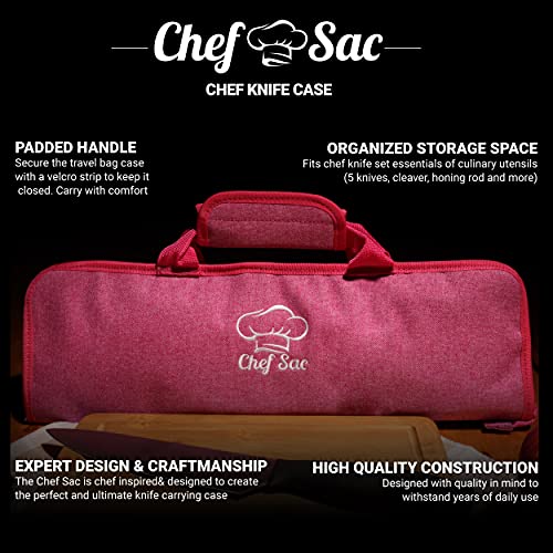Chef Knife Roll Bag Travel Case | 8 Pockets For Knives & Tools | 2 Flaps With Cleaver & Mesh Pocket | Honing Rod Slot | Chef Knife Case For Professional & Students | Knives Not Included (Pink) #TOP2