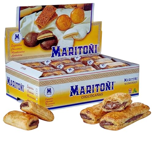 MARITOÑI Chococañas - Deliciosos Hojaldres Rellenos de Chocolate - Pack de 18 Unidades