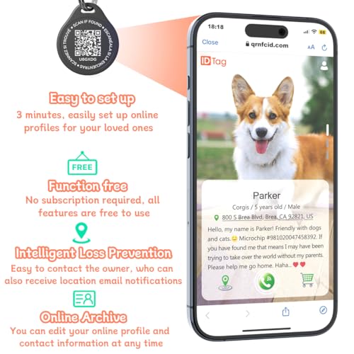 VPOUERY 2 Stück Hundezubehör,Mit QR-Code Hundetracker,Hundemarke mit Gravur,Anti-Verlust-Haustier-Marke,Intelligente Haustier-Hundemarke Personalisiert,Anti-Verlust-Typenschild Geeignet für Haustiere