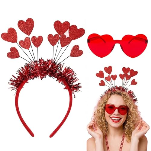 YeaHapiday Amor Kostüm Damen Set Herz Haarreif mit Amor Pfeil Optik + Herz Brille 2-teiliges Herz Kostüm Zubehör für Valentinstag Karneval & Motto Party