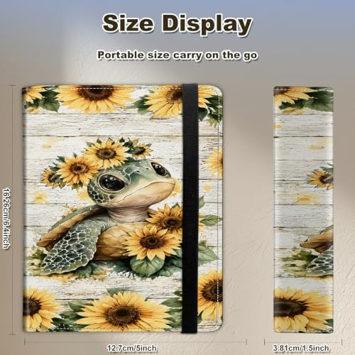 Image of Photo Album 4x6 120 Photos with Strong Elastic Band, Sunflower Turtle | Large Capacity Premium Leather Picture Album, Portable Wallet Albums Photo Book for Family Anniversaries Wedding Baby