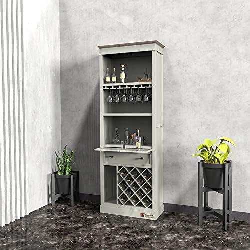 Creative Furniture Wooden Eggnog Free Standing Design Bar Counter/Cabinet Storage for Home Exotically and Elegantly finished in French Beije Laminate Finish(L 890mm x W 535mm x H 2200mm)