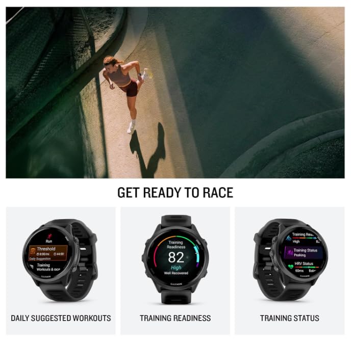 Image of Garmin Forerunner 570 47mm Advanced GPS Running & Triathlon Smartwatch, AMOLED Display, Training & Recovery Features, Slate Gray Aluminum w /Translucent Black /Black Band w / Wearable4U PowerBank Bundle