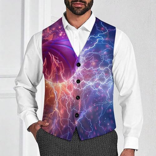 Fire Basketball Men's Suit Vest Waistcoat Vests Formal Dress with 2 Pockets for Business Casual Tuxedo2