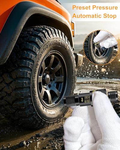 Image of ATsafepro Tire Deflator, 10-30PSI Adjustable Auto-Stop Tire Deflators Offroad Accessories, Air Down Tire Deflators Kit Tool for Rapid Deflator Off Road 4x4 Various Vehicles (Pack of 10)