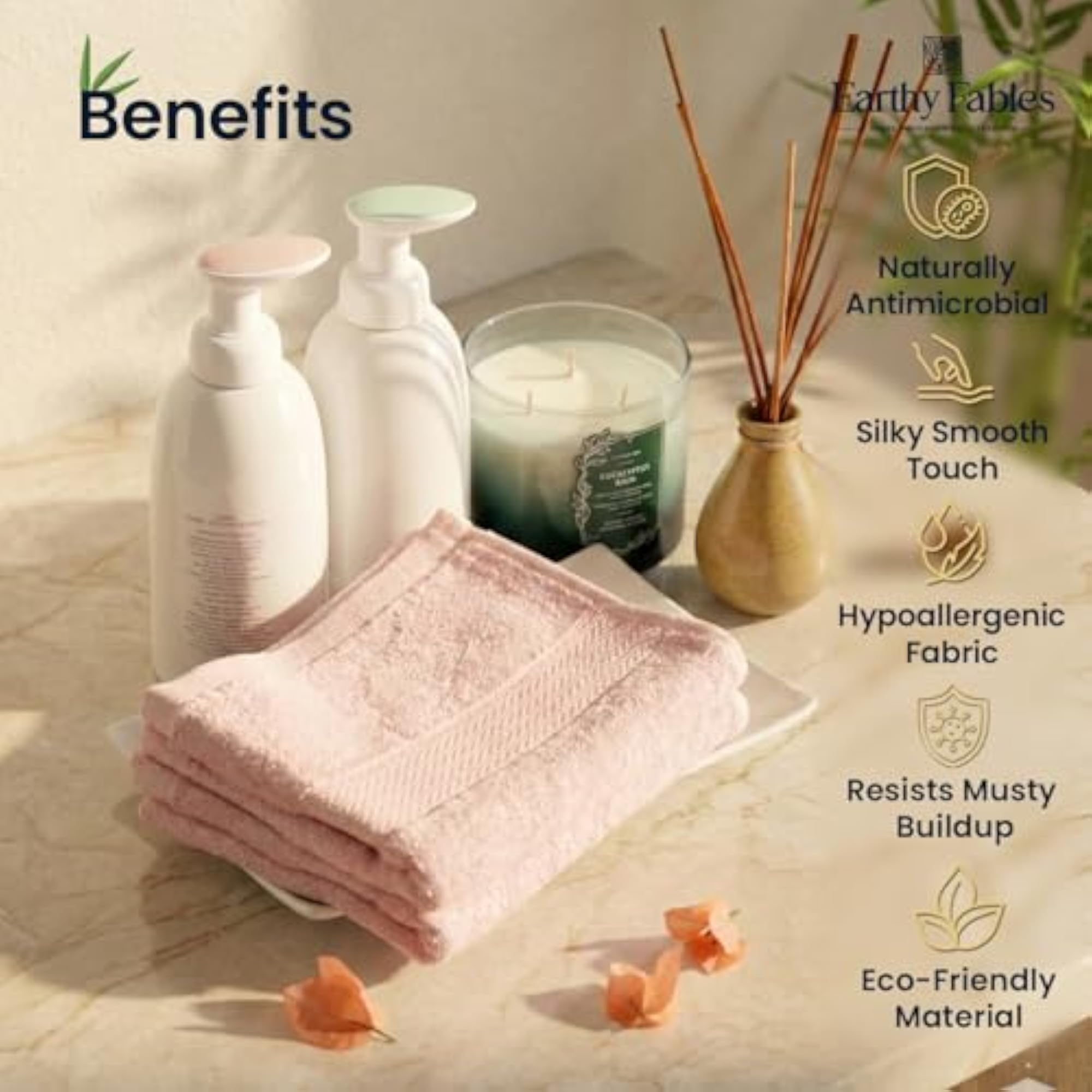 Bamboo Towel Set, 1 Bath Towel & 2 Hand Towels