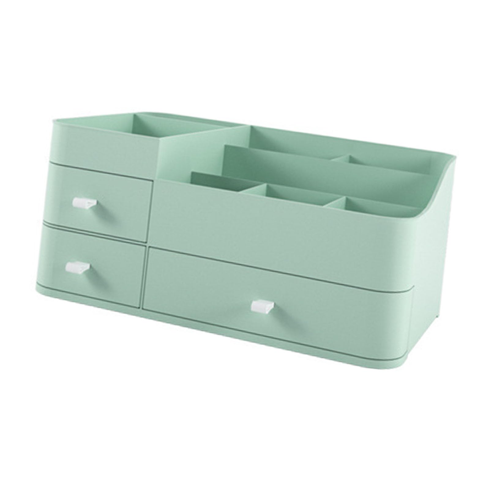 Organizador de cosméticos con cajones, vitrina de maquillaje de plástico impermeable para uso doméstico, almacenamiento de alta capacidad para lápices labiales, productos (Green)