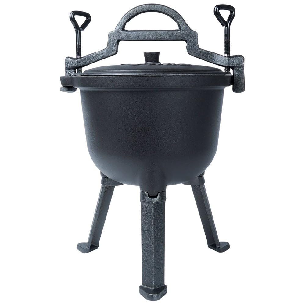 CAST LINE emaliowany żeliwny kocioł 4 l, na nogach, z pokrywką, kociołek na ognisko, kociołek typu Dutch Oven do ogrodu, na kemping i do grillowania