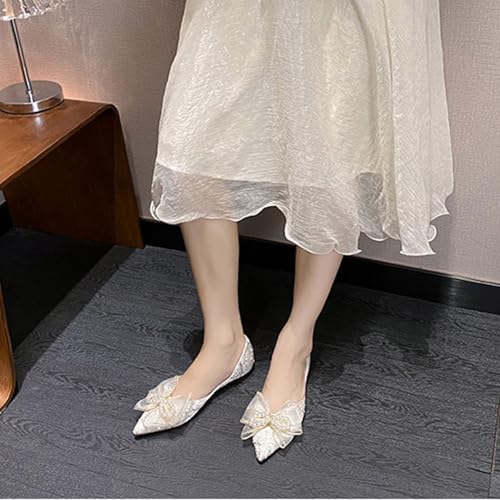 Foldable Ballet Flats for Women, Comfortable Pointed Toe Bow Dress Flats Women's Slip On Shoes2