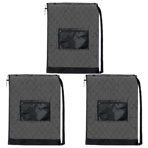 yeeplant 3 Pcs Soccer Ball Bag, Basketball Ball Bag with Pocket, Adjustable Strap, Drawstring, Large Capacity, Black