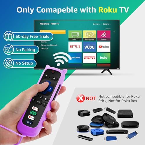 Image of (2+2 Packs) Replacement Remote Control for Roku TV with Silicone Cover, Universal Remote for TCL /Hisense /Onn /Westinghouse /Philips Roku Smart TVs (Not for Roku Stick /Box)