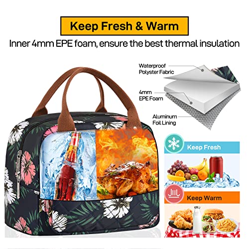 HOMESPON Insulated Lunch Bag for Women Men Work Adult Cool Bag Lunch Box Container Ladies Lunch Tote (Floral B) - Image 2