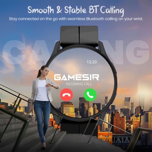 Image of GameSir Active 2 Smartwatch for Men & Women, 1.39 inch HD Round Display, Bluetooth Calling, Heart Rate & SPO₂, 100+ Sports Modes, IP67, Long Battery Life for Android & iOS (Magnetic Black)
