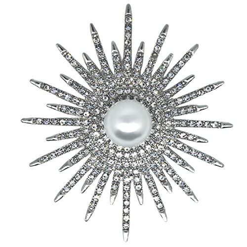 Lida Oro Rhinestone Brooch Pins With Simulated Pearl For Women,Silver Crystal Brooches Jewelry #TOP29
