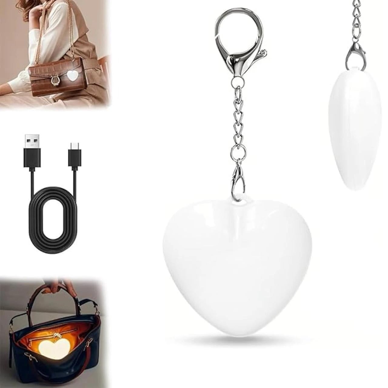 Heart Shape LED Keychain Light, USB Rechargeable, Touch Sensing, Constant Light Mode, Bag Charm-image-8