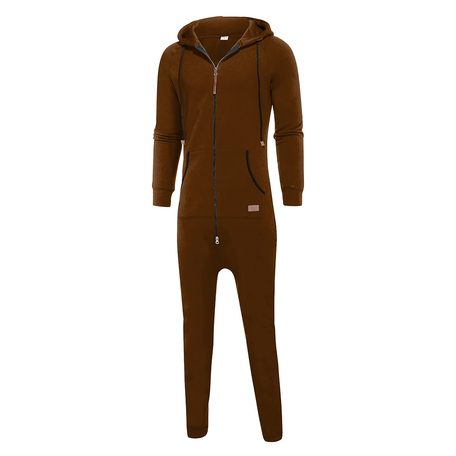 Hombres Color Puro Empalme Invierno Casual Sudadera con Capucha Estampado Cremallera Mono