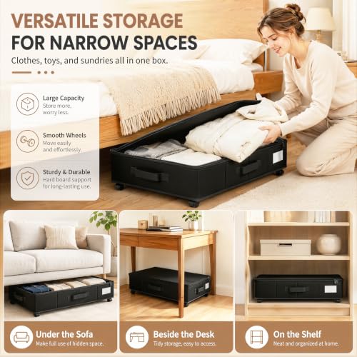Cajones para debajo de la cama CEWROM con ruedas de 360 grados y tapa de ropa 6