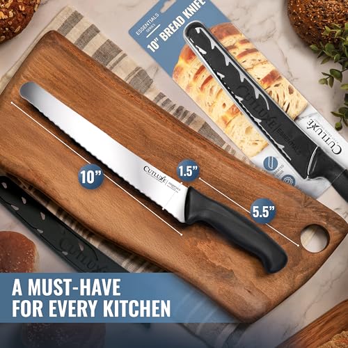 Cutluxe Bread Knife with Cover, 10" Serrated Knife for Sourdough Bread - Image 3