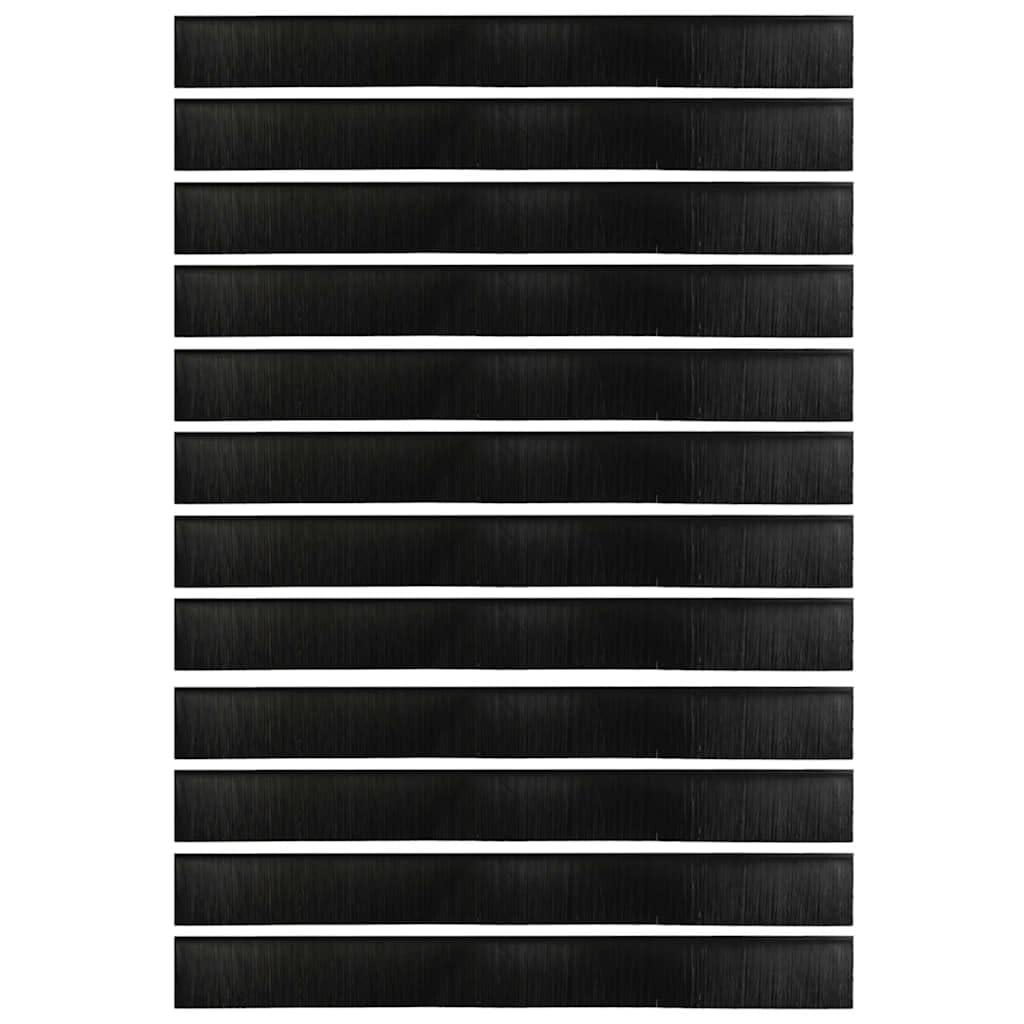 Uszczelki do szczotek drzwiowych, czarne, ze stopu aluminium, 12 sztuk, długość 100 cm, do użytku w pomieszczeniach, do redukcji przeciągów i efektywności energetycznej w przypadku drzwi