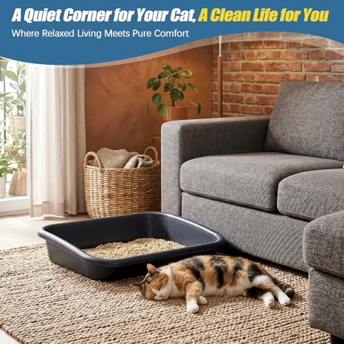 Caja de arena baja para gatos senior Uiifan 16.9x12x3.15 pulg miniatura 7