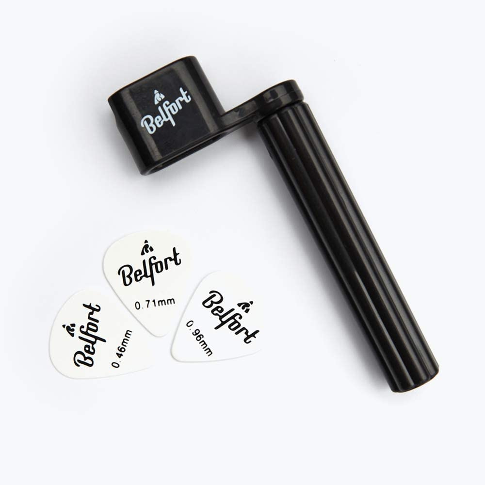BELFORT® Premium Saitenkurbel BONUS: 4 Plektren + inkl. eBook Saitenspindel für schnelleres Saiten wechseln Für Westerngitarre, Akustikgitarre, Konzertgitarre, Klassische Gitarre + E-Gitarre (Schwarz)