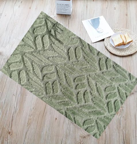 CATALINA HOME Windsor 18''X 30'' Accent Rug - Non-Slip Low-Pile Indoor Doormat Machine Washable Rug - Accent Rug for Kitchen Bedroom Entrance - Green