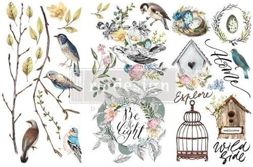 Redesign with Prima - Garden Marvels - Transferencias pequeñas de 6 x 12 pulgadas, 3 hojas de transferencia para muebles, decoración del hogar,