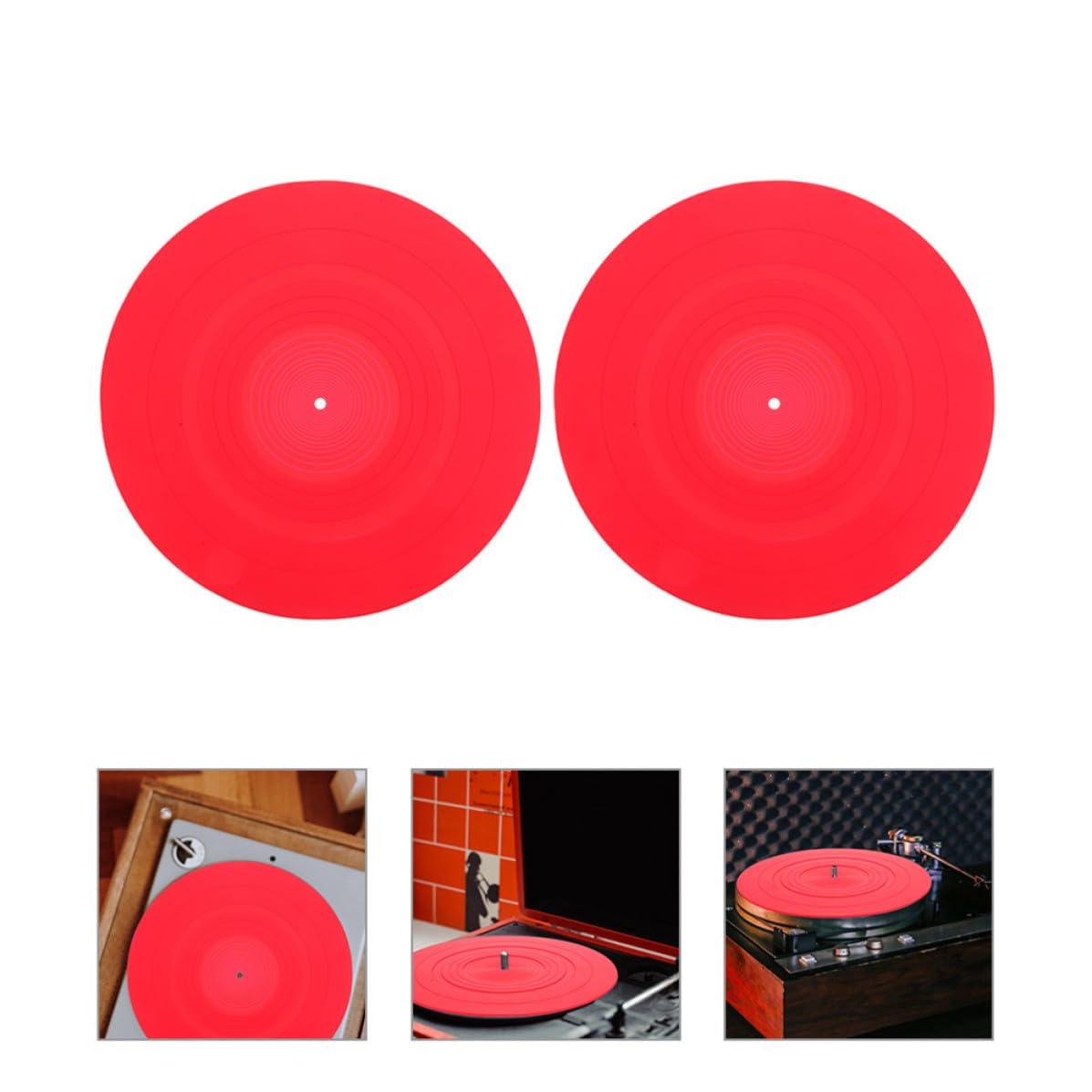 Didiseaon Tappetino 2 per Rosso in Silicone Antistatico Protezione Delicata per Dischi in Vinile, per Dj e Appassionati di