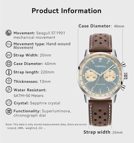 Image of TOPHILL Men Watches Automatic Mechanical Watches - Dive, GMT, Chronograph & Dress Styles | 316L Stainless Steel, Sapphire Crystal, Ceramic Bezel | 5ATM-300M Waterproof with Super Luminous | Classic Business & Sport Casual
