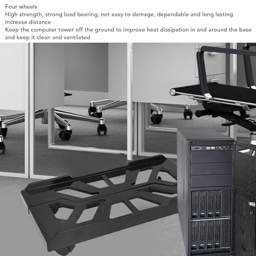 Soporte móvil para CPU ajustable, soporte para torre de computadora bajo escritorio con 4 ruedas giratorias de 360 grados para oficina en casa y PC miniatura 2