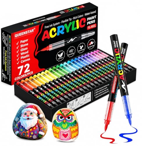 Image of Wafeeq Acrylic Paint Markers Set of 72 Colors | 0.7mm Fine Tip Waterproof Paint Pens | Quick Dry Acrylic Markers for Rock Painting, Glass, Wood, Canvas, Ceramic, Fabric & DIY Art Crafts