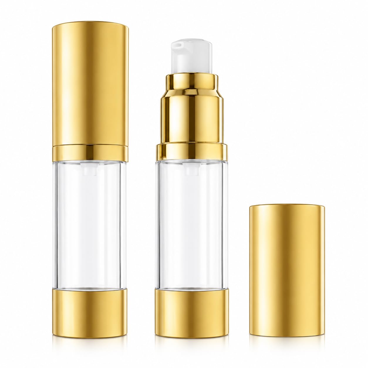 B.H.Industry 50ml Leak Proof and Shockproof Refillable Airless Pump Bottle with Golden Finish, Pack of 2-image-12