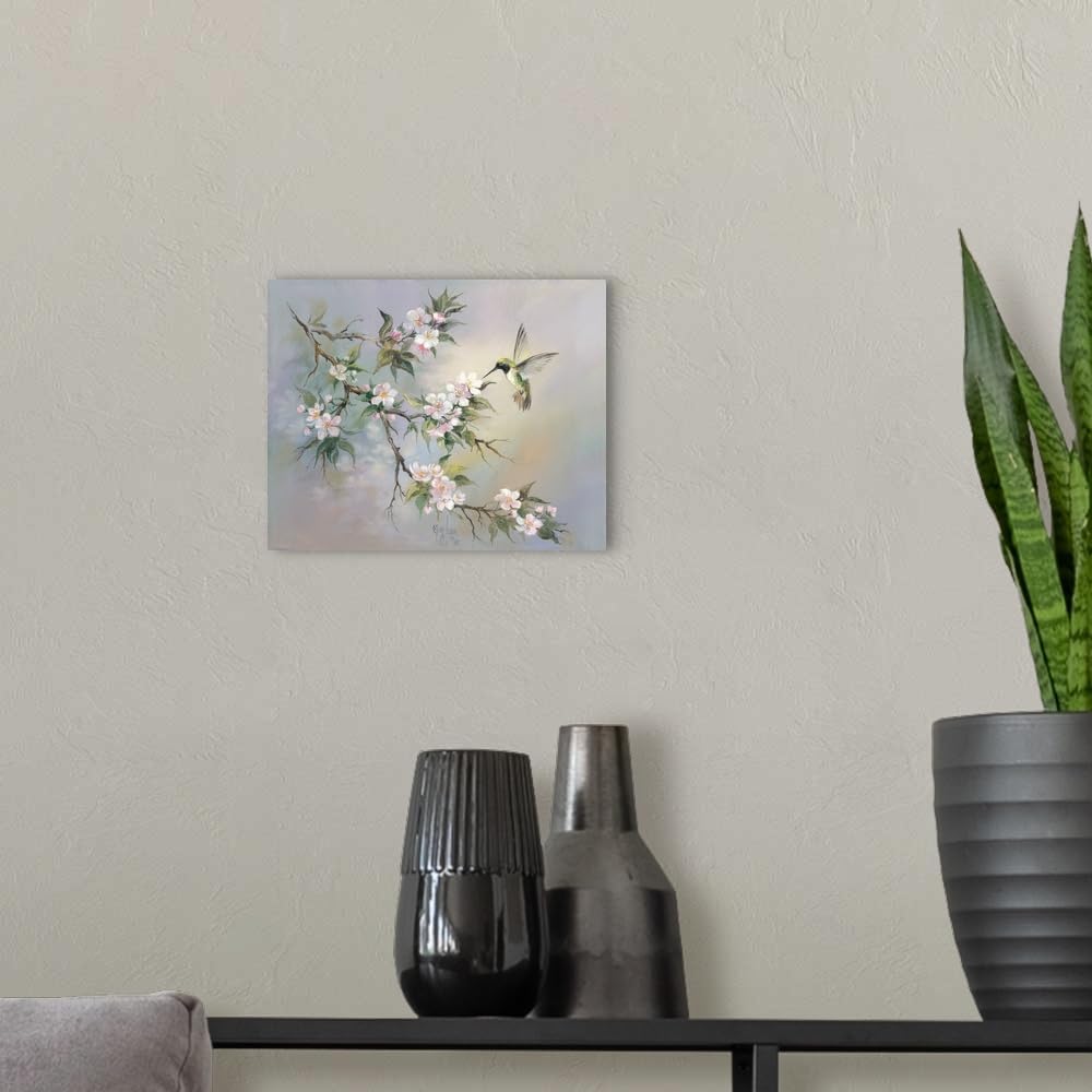 CANVAS ON DEMAND Hummingbird Canvas Wall Art Print by Mimi Jobe, Traditional, Home Decor, Wildlife, Bird Artwork,10" x8in