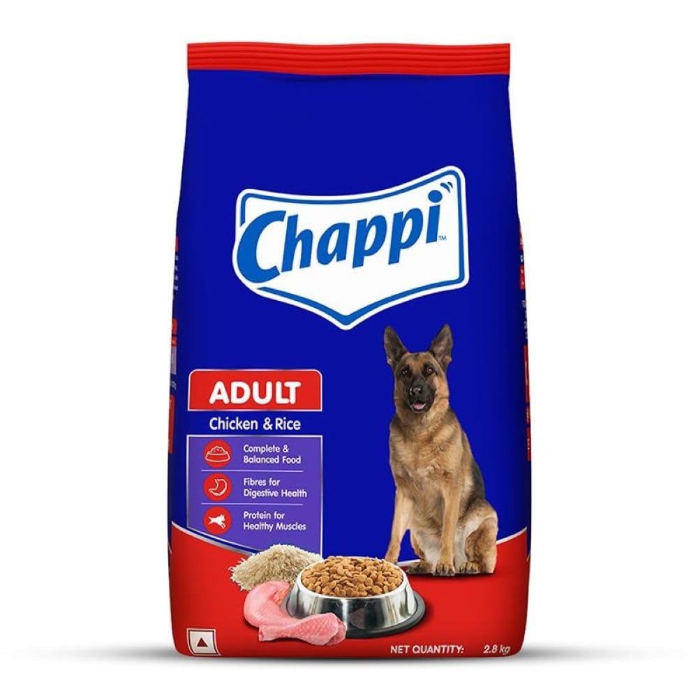 Chappi Adult (1+ Years) Dry Dog Food, Chicken & Rice, 2.8 kg, Complete and Balanced Food for Adult Dogs
