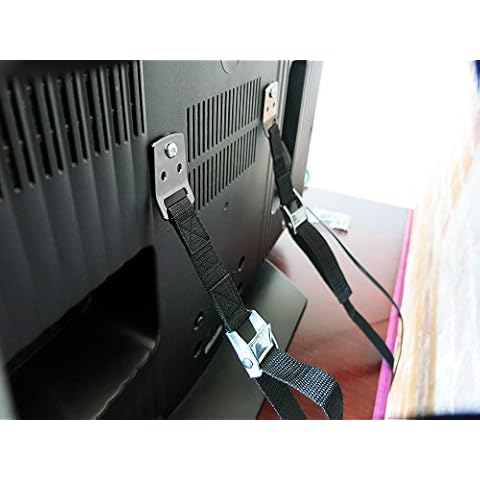 FitFabHome TV & Furniture Anti-Tip Safety Straps | Premium Metal Parts | Mounting Hardware Included | Baby-Proof and Earthquake-Proof from Tipping Cover