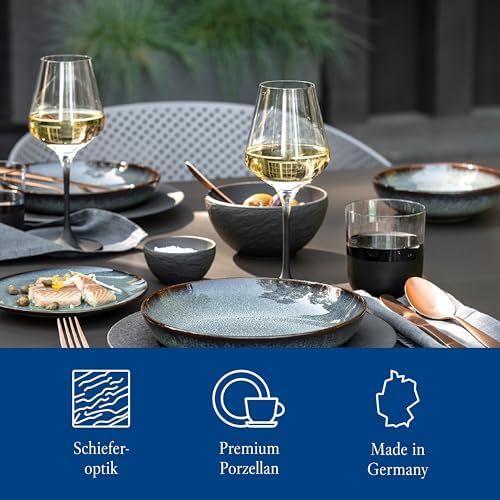 Villeroy & Boch Manufacture Rock zestaw Starter, 6-cz., porcelana Premium, można myć w zmywarce, można używać w kuchence mikrofalowej, kolor czarny